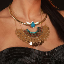 Load image into Gallery viewer, CLEOPATRA STACKABLE 3 IN 1 NECKLACE | Teal and Gold