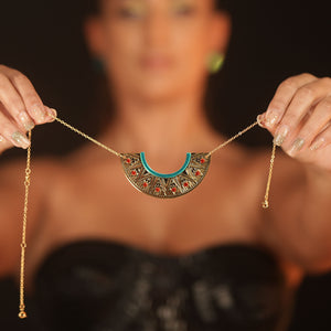 CLEOPATRA STACKABLE 3 IN 1 NECKLACE | Teal and Gold