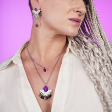 Load image into Gallery viewer, CLEOPATRA SMALL STACKABLE DANGLES | Silver with Ruby, Amethyst or Emerald gems