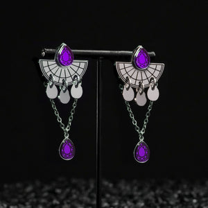 CLEOPATRA SMALL STACKABLE DANGLES | Silver with Ruby, Amethyst or Emerald gems