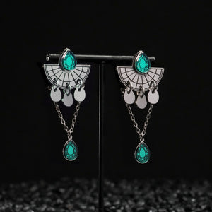 CLEOPATRA SMALL STACKABLE DANGLES | Silver with Ruby, Amethyst or Emerald gems