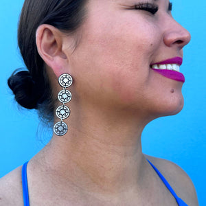 GLOBAL GLAMAZON DANGLES | Silver Crest Chain Earrings in 3 Sizes | Limited Edition