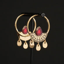 Load image into Gallery viewer, CLEOPATRA SUNBURST DROP HOOP EARRINGS | Gold