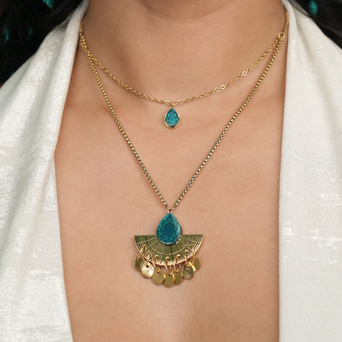 CLEOPATRA LAYERED GEM BOLO NECKLACE | Gold