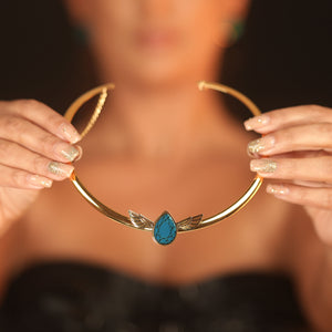 CLEOPATRA STACKABLE 3 IN 1 NECKLACE | Teal and Gold