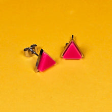 Load image into Gallery viewer, PINK TRIANGLE STUDS