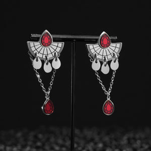 CLEOPATRA SMALL STACKABLE DANGLES | Silver with Ruby, Amethyst or Emerald gems